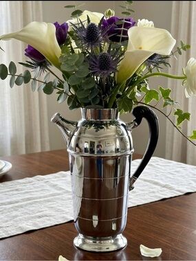 Vtg 1930s Farber Bros Krome Kraft Cocktail Shaker AS IS Missing Top Lid Pitcher